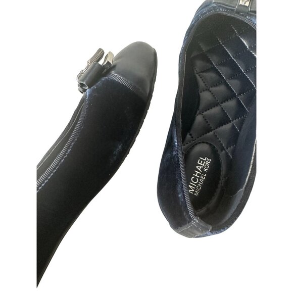 MICHAEL KORS Navy Blue Velvet Quilted Ballet Flats Size 6.5 - Picture 7 of 9
